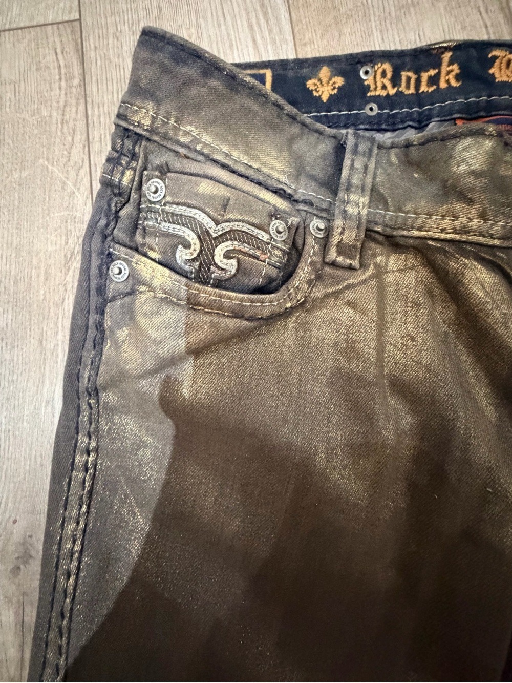 Rock Revival Amelia Jeans Metallic Bronze Skinny NWOT - Picture 4 of 9
